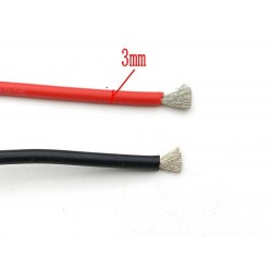 1mtr 16 AWG High Durability 35A Tinned Copper Silicone Wire Red & Black 3mm Dia High Temperature for DIY