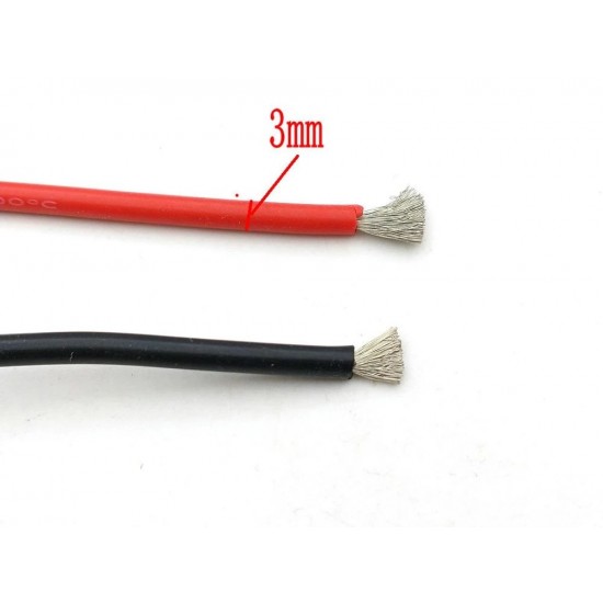 1mtr 16 AWG High Durability 35A Tinned Copper Silicone Wire Red & Black 3mm Dia High Temperature for DIY
