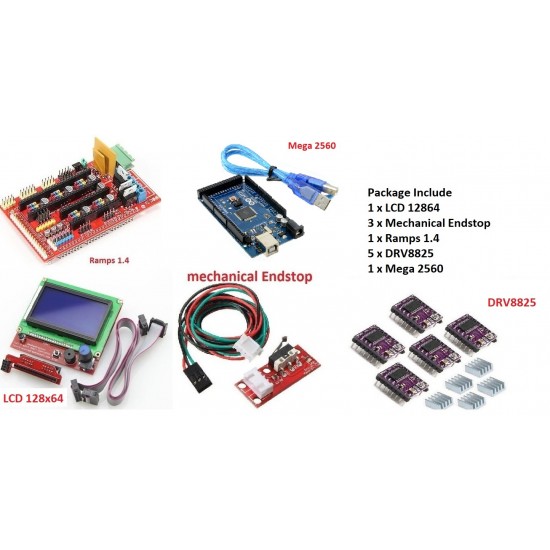 3D Printer Kit RAMPS 1.4 + 2004 LCD + Arduino mega 2560 + DRV8825 Driver Module + Endstops