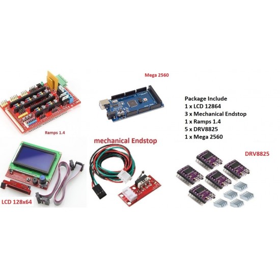 3D Printer Kit RAMPS 1.4 + 12864 LCD + mega 2560 + DRV8825 Driver Module + Endstops