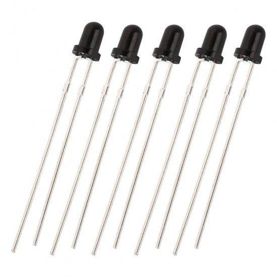 50pcs 5mm 940nm IR Receiver LED Diode Lights Clear Infrared DC 1.2V 30mA 70mW for DIY Projects