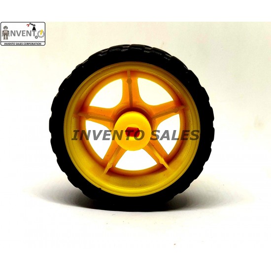4pcs Plastic Robotic Wheel Durable Rubber Tire Yellow Wheel 63mm x 26mm for Bo Dc Motor