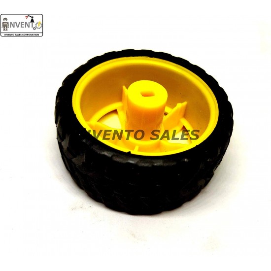 1pcs Plastic Robotic Wheel Durable Rubber Tire Yellow Wheel 63mm x 26mm for Bo Dc Motor