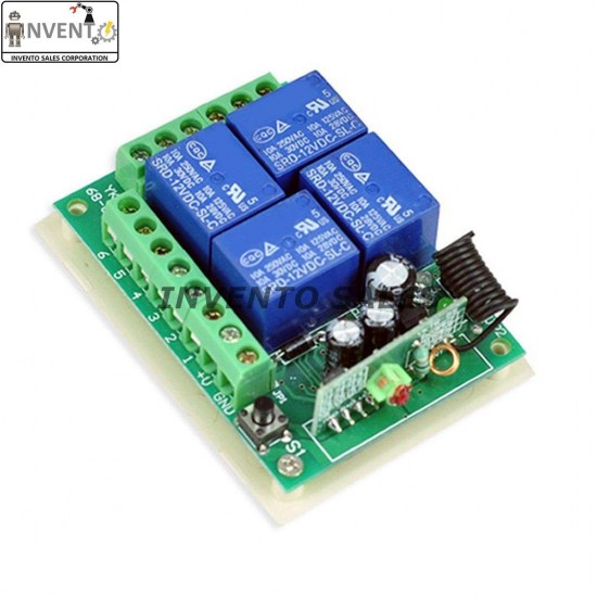 433MHz DC 12V 4 CH Channel Wireless RF 4 Relay Remote Control Switch Receiver