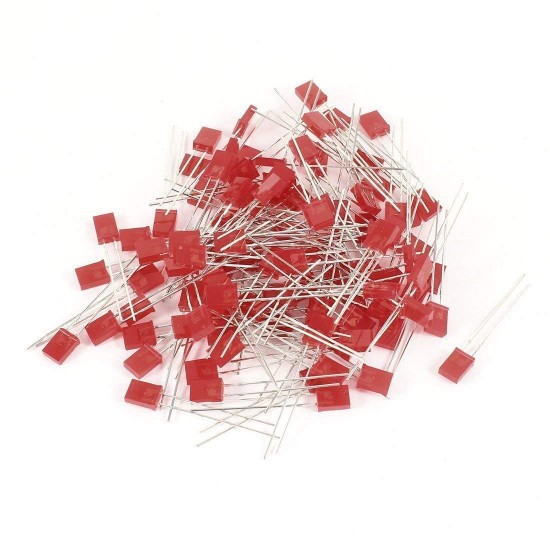 100pcs 2x5x7mm Rectangle LED Red Diffused Color Lens Light Emitting Diode Lamp Bulb