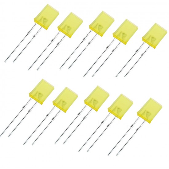 100pcs 2x5x7mm Rectangle LED Yellow Diffused Color Lens Light Emitting Diode Lamp Bulb