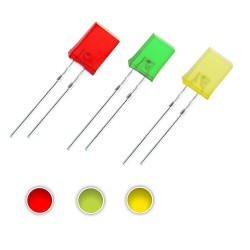 75pcs (25pcs Each Color) 2x5x7mm Rectangle LED Red + Green + Yellow Diffused Color Lens Light Emitting Diode Lamp Bulb