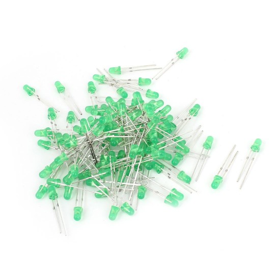 100 Pcs 3mm Round Diffused Green Color LED Light Bulb Lamp Light Emitting Diode DC 1.5V - 3V for DIY Projects