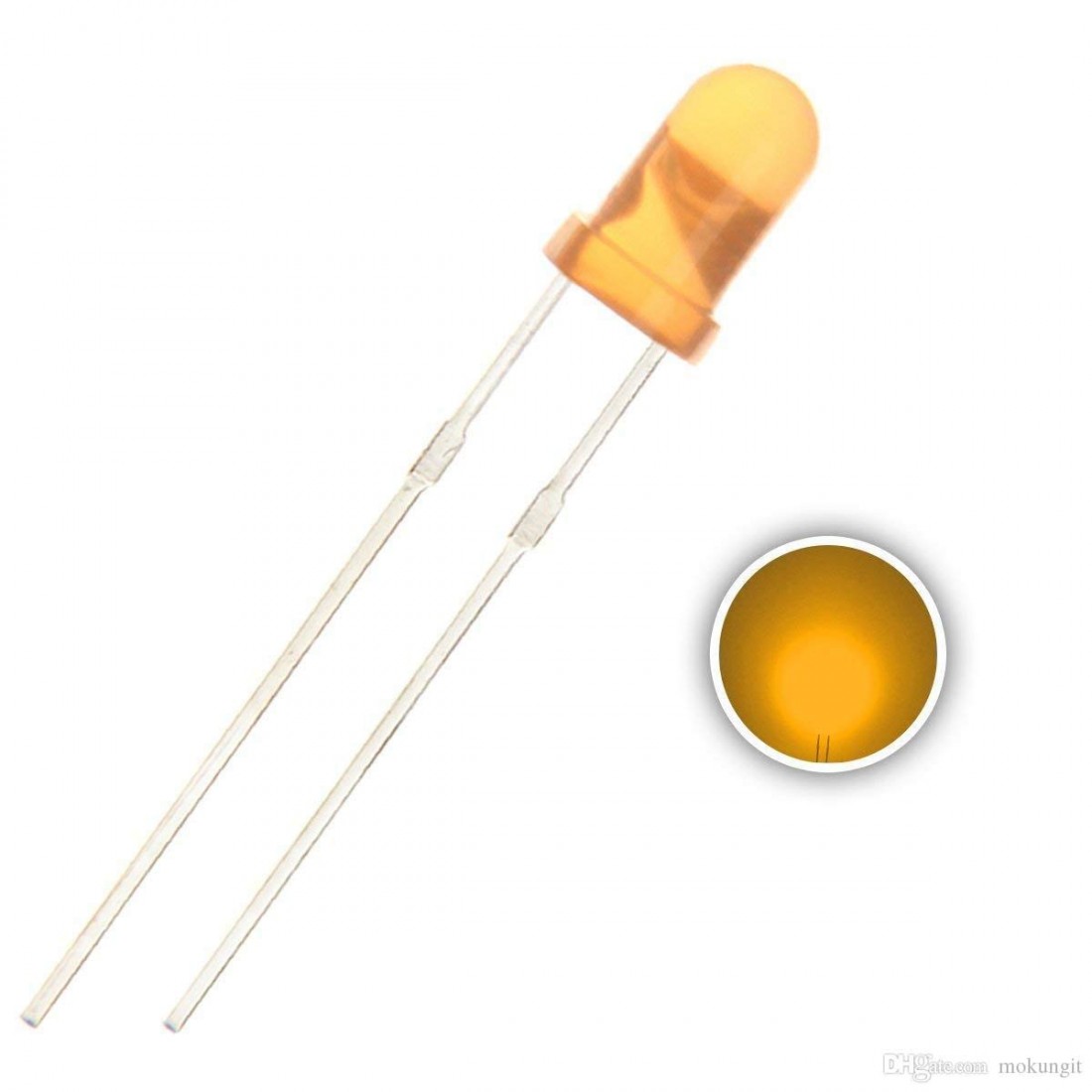 100 Pcs 3mm Round Diffused Orange Color LED Light Bulb Lamp Light ...