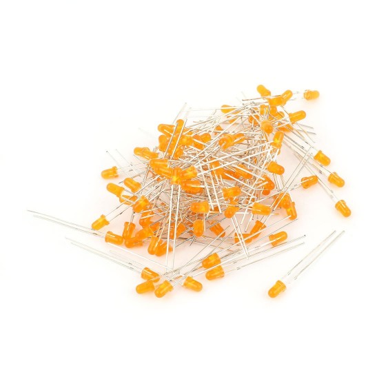 100 Pcs 3mm Round Diffused Orange Color LED Light Bulb Lamp Light Emitting Diode DC 1.5V - 3V for DIY Projects