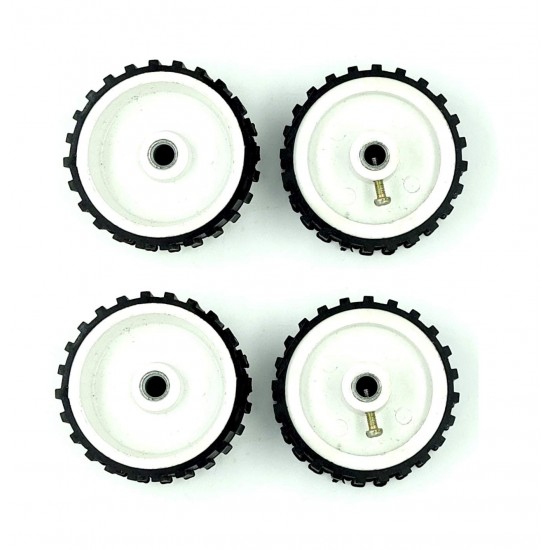 4pcs 55mm x 20mm Plastic Robotic Wheel Durable Rubber Tire Wheel 6mm Hole with metal collet for DC Geared Motor RC Car Robot