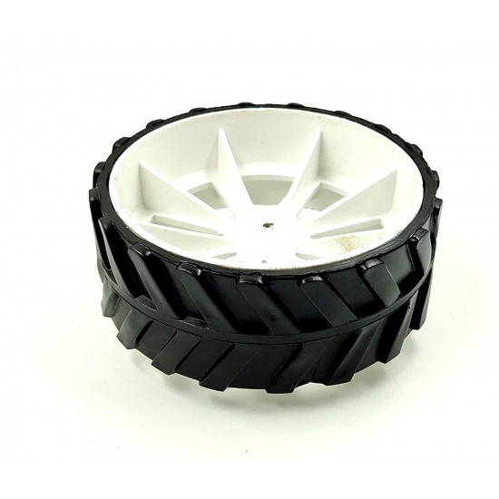 1pcs 110mm x 40mm Plastic Robotic Wheel Durable Rubber White Tire Wheel with metal collet for DC Geared Motor RC Car Robot