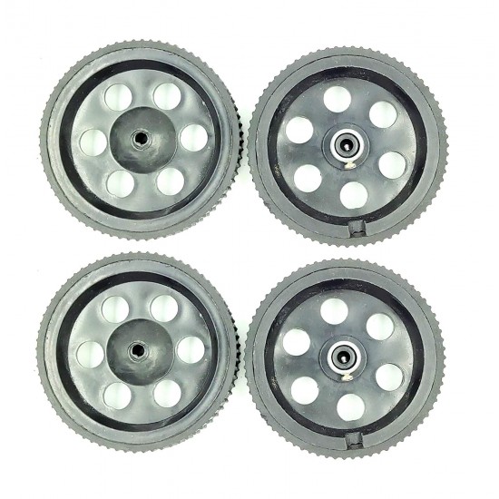 4pcs 95mm x 20mm Plastic Robotic Wheel Durable Rubber Black Tire Wheel with metal collet for DC Geared Motor RC Car Robot