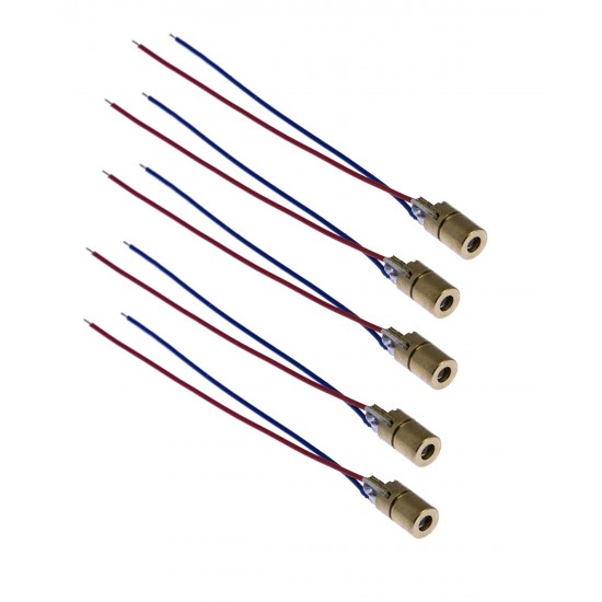 5pcs 5V 650nm 5mW Red Dot Laser Head Red Laser Diode Laser Tube with Leads Head Outer Diameter 6mm