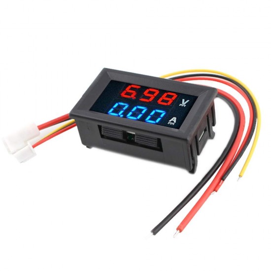 0.28" LED Voltmeter Ammeter, Red and Blue Digital Multimeter Display Voltage Current Tester,DC 0-100V 10A Detector Voltage Current Meter Panel Amp Volt Gauge