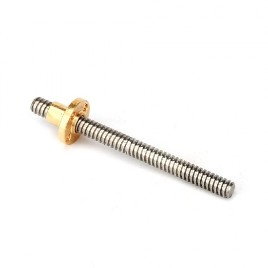 1Pcs 100mm Trapezoidal lead screw T8 8mm pitch 2mm lead 8 TR8 + brass nut for 3D Printer CNC Robotics