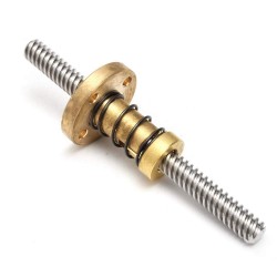 1Pcs 100mm (0.1mtr) Trapezoidal lead screw T8 8mm pitch 2mm lead 8 TR8 + Anti backlash spring loaded brass nut for 3D Printer CNC Robotics
