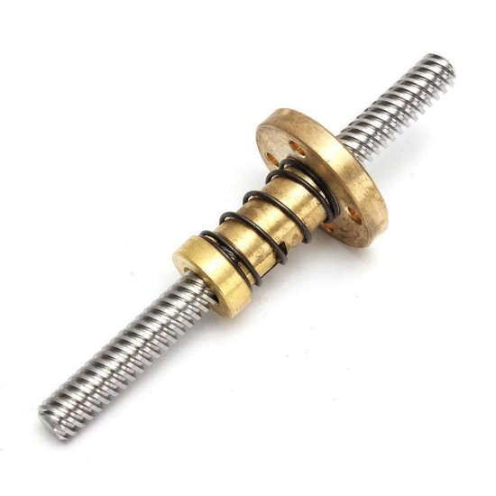1Pcs 150mm (0.15mtr) Trapezoidal lead screw T8 8mm pitch 2mm lead 8 TR8 + Anti backlash spring loaded brass nut for 3D Printer CNC Robotics