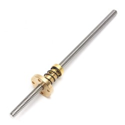 1Pcs 500mm (0.5mtr) Trapezoidal lead screw T8 8mm pitch 2mm lead 8 TR8 + Anti backlash spring loaded brass nut for 3D Printer CNC Robotics