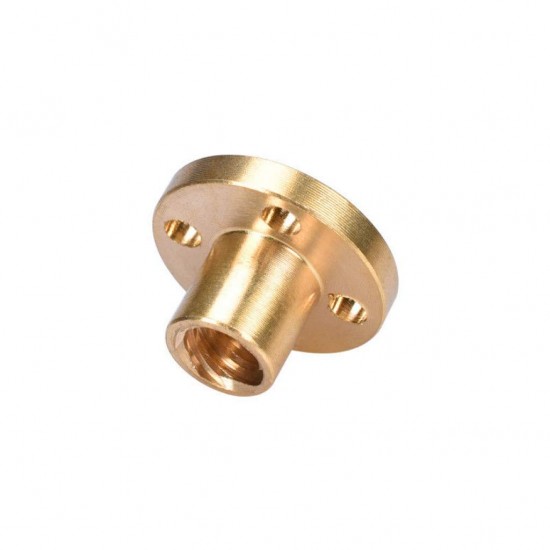 1Pcs T8 nut Pitch 2mm Lead 8mm Brass Tr8 round Flange Single Start Lead Screw Nut for 3D Printer CNC Robotics