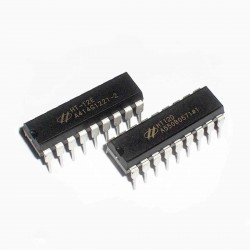1Pcs HT 12E Encoder + HT12D Decoder, 2/12 Series, CMOS, 2.4 V to 12 V, DIP-18