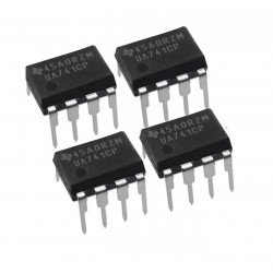 4Pcs UA741CP 741CP 741 IC Operational Amplifier, 1 Amplifier, 1 MHz, 0.5 V/µs, ± 9V to ± 15V, DIP, 8 Pins