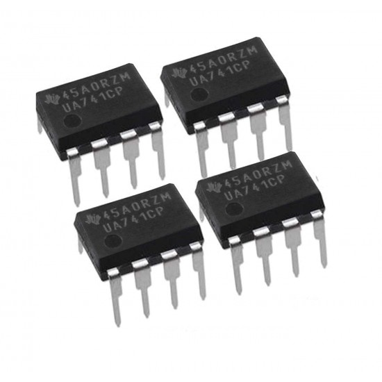 4Pcs UA741CP 741CP 741 IC Operational Amplifier, 1 Amplifier, 1 MHz, 0.5 V/µs, ± 9V to ± 15V, DIP, 8 Pins