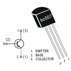 30Pcs BC557 Bipolar (BJT) Single Transistor, PNP, -45 V, 150 MHz, 500 mW, -100 mA, 110 hFE
