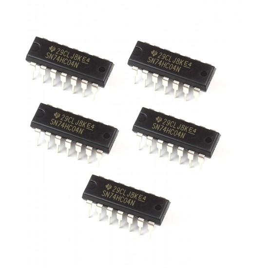 5Pcs SN74HC04N 7404 IC Inverter, 74HC04, 1 Input, 5.2 mA, 2 V to 6 V, DIP-14