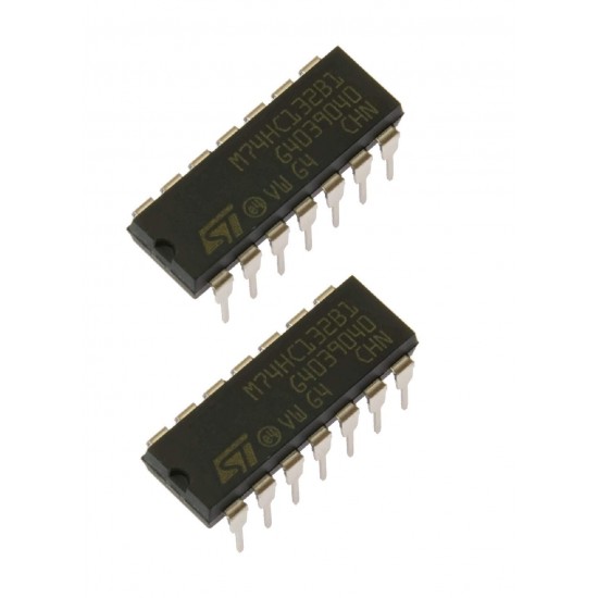 4Pcs 74HC132N 74132 IC NAND Gate, HC Family, Schmitt Trigger, 4 Gate, 2 Input, 5.2 mA, 2V to 6V, DIP-14