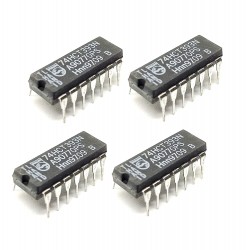 4Pcs 74HCT393N 74393 IC Binary Ripple Counter, HCT Family, 107 MHz, 2 Gate, 4.5 V to 5.5 V, DIP-14