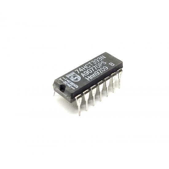 4Pcs 74HCT393N 74393 IC Binary Ripple Counter, HCT Family, 107 MHz, 2 Gate, 4.5 V to 5.5 V, DIP-14