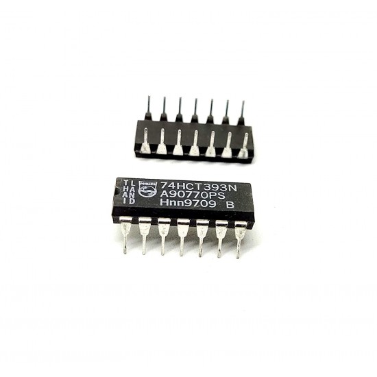 4Pcs 74HCT393N 74393 IC Binary Ripple Counter, HCT Family, 107 MHz, 2 Gate, 4.5 V to 5.5 V, DIP-14