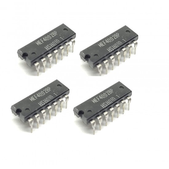4Pcs HEF4002BP 4002 IC Logic Gate NOR Gate, HEF4000 Family, 2 Gate, 4 Input, 2.4 mA, 4.5V to 15.5V, DIP-14