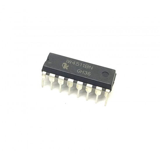 2Pcs CD4511BE IW4511BN 4511 IC BCD to 7 Segment Decoder/Driver/Latch, 7 Output, 6.8 mA, 3 V to 18 V
