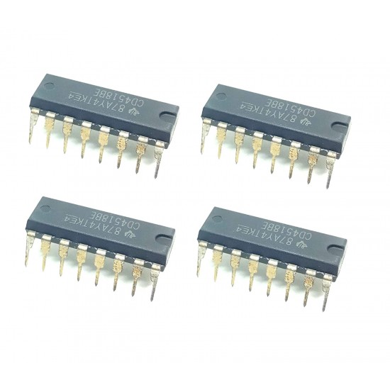 4Pcs CD4518BE 4518 IC Logic IC BCD Up Counter, D- Flip Flop, 8 MHz, 2 Gate, 2 Input, 3 V to 18 V, DIP-16