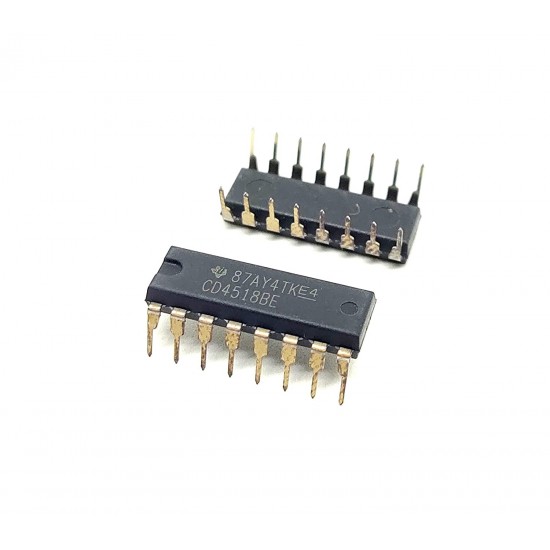 4Pcs CD4518BE 4518 IC Logic IC BCD Up Counter, D- Flip Flop, 8 MHz, 2 Gate, 2 Input, 3 V to 18 V, DIP-16
