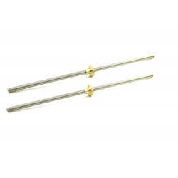 2Pcs 400mm (0.4 mtr) SS304 Threaded Rod M8 8mm OD + M8 nut 1.25mm Pitch 8mm T Nut Brass round Flange Single Nut for 3D Printer CNC Robotics