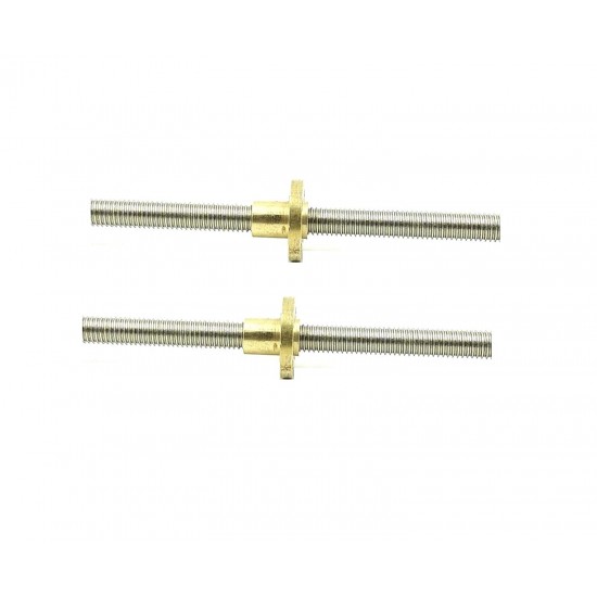 2Pcs 300mm (0.3 mtr) SS304 Threaded Rod M6 6mm OD + M6 nut 1mm Pitch 6mm T Nut Brass round Flange Single Nut for 3D Printer CNC Robotics