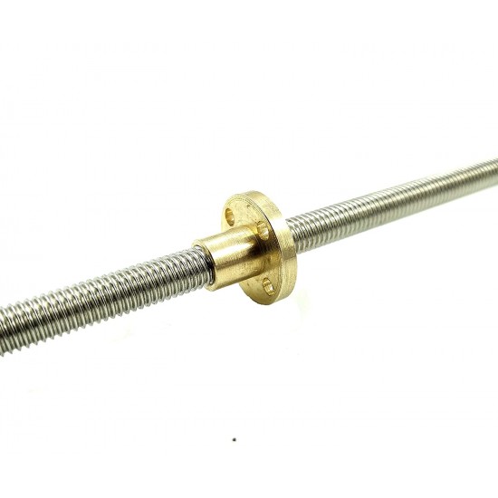 2Pcs 500mm (0.5 mtr) SS304 Threaded Rod M6 6mm OD + M6 nut 1mm Pitch 6mm T Nut Brass round Flange Single Nut for 3D Printer CNC Robotics