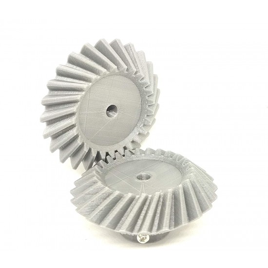 1 Pair 3D Printed Plastic Helical Bevel Gear 25 Teeth, 66mm dia, 15mm Width, 6mm hole, 2.5 Module for DIY Projects