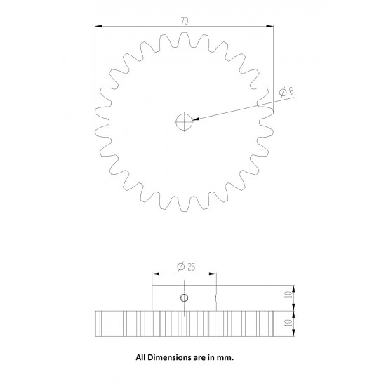 1pcs 3D Printed Plastic Spur Gear 30 Teeth, 80mm dia, 10mm Width, 6mm hole for DIY Projects