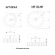 1pcs 3D Printed Plastic Spur Gear 14 Teeth (40mm dia) + 18 Teeth (50mm dia), 10mm Width, 6mm hole for DIY Projects