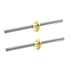 2Pcs 400mm (0.4 mtr) SS304 Threaded Rod M10 10mm OD + M10 nut 1.5mm Pitch 10mm T Nut Brass round Flange Single Nut for 3D Printer CNC Robotics