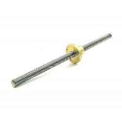 2Pcs 800mm (0.8 mtr) SS304 Threaded Rod M10 10mm OD + M10 nut 1.5mm Pitch 10mm T Nut Brass round Flange Single Nut for 3D Printer CNC Robotics