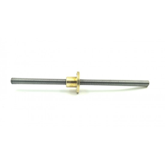 2Pcs 200mm (0.2 mtr) SS304 Threaded Rod M12 12mm OD + M12 nut 1.75mm Pitch 12mm T Nut Brass round Flange Single Nut for 3D Printer CNC Robotics