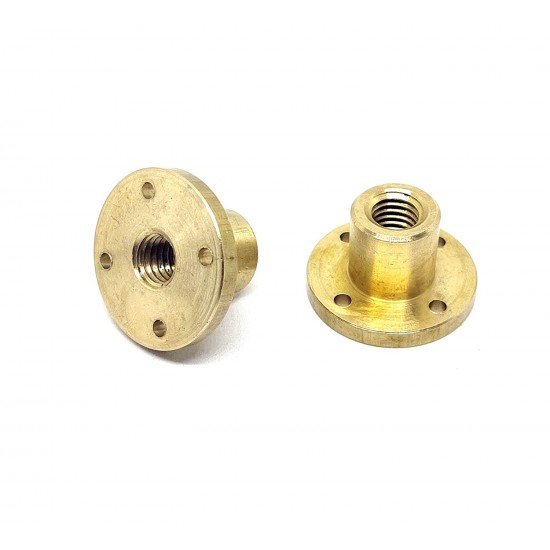 2Pcs 200mm (0.2 mtr) SS304 Threaded Rod M12 12mm OD + M12 nut 1.75mm Pitch 12mm T Nut Brass round Flange Single Nut for 3D Printer CNC Robotics