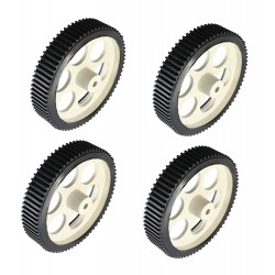 4pcs Plastic Robotic Wheel Durable Rubber White Tire Wheel 100mm x 20mm for Bo Dc Geared Motor