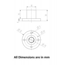 1Pcs M10 nut 1.5mm Pitch 10mm T Nut Brass round Flange Single Nut for 3D Printer CNC Robotics