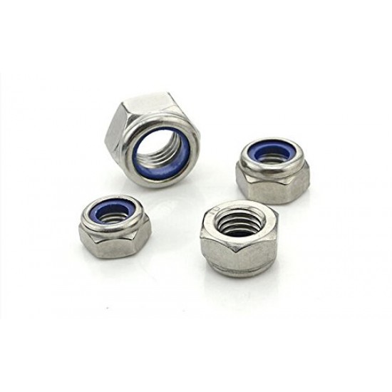 5pcs M12 Nylon Insert Nylock Lock SS Steel Nuts for DIY Projects